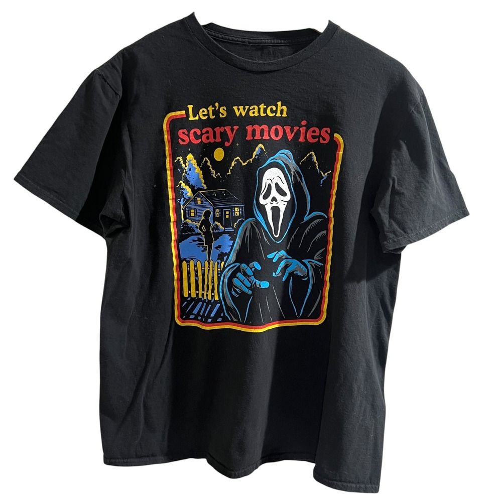Ghost Face Scream Let's Watch Scary Movies Graphic T-Shirt Black XL Men Horror